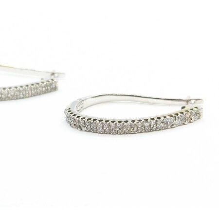 Earrings Hinged Half Hoop Lever Back 1.00ctw Round Diamonds 14kw 34x3mm 7.27g 225050058