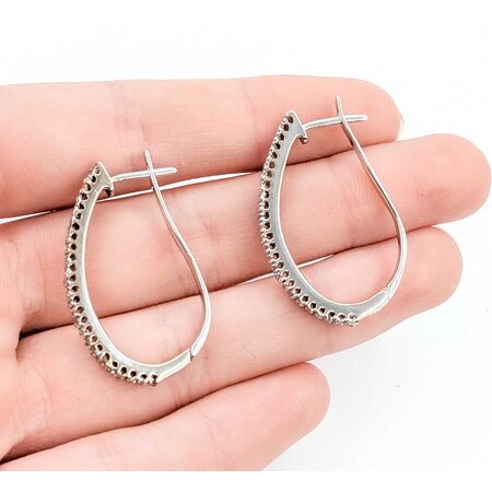 Earrings Hinged Half Hoop Lever Back 1.00ctw Round Diamonds 14kw 34x3mm 7.27g 225050058