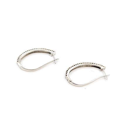 Earrings Hinged Half Hoop Lever Back 1.00ctw Round Diamonds 14kw 34x3mm 7.27g 225050058