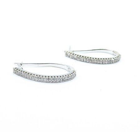 Earrings Hinged Half Hoop Lever Back 1.00ctw Round Diamonds 14kw 34x3mm 7.27g 225050058