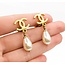 Chanel Coco Mark Round Faux Pearl Dangle Earrings 125050123
