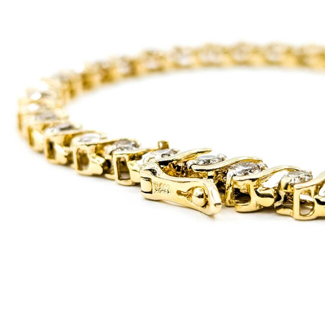 Bracelet Tennis Link 3.8ctw Round Diamonds 14ky 7" 13.9g 225050033