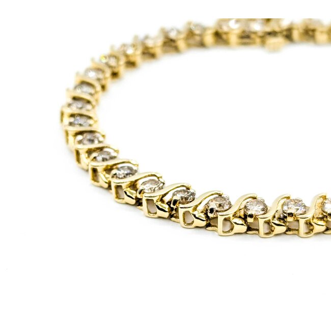 Bracelet Tennis Link 3.8ctw Round Diamonds 14ky 7" 13.9g 225050033