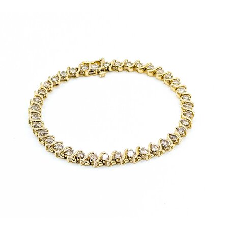 Bracelet Tennis Link 3.8ctw Round Diamonds 14ky 7" 13.9g 225050033
