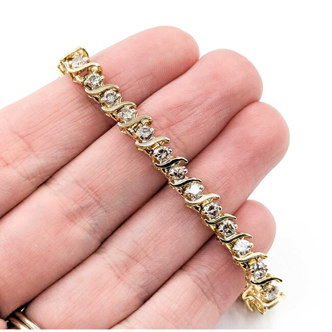 Bracelet Tennis Link 3.8ctw Round Diamonds 14ky 7" 13.9g 225050033