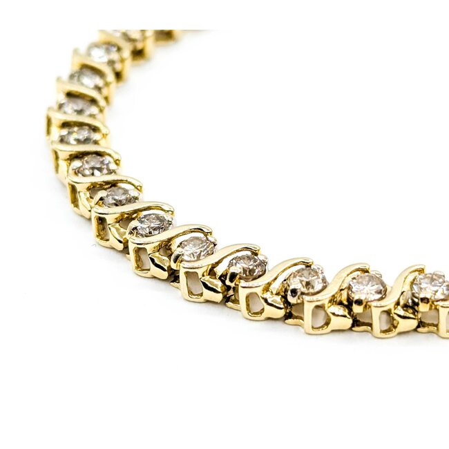 Bracelet Tennis Link 3.8ctw Round Diamonds 14ky 7" 13.9g 225050033