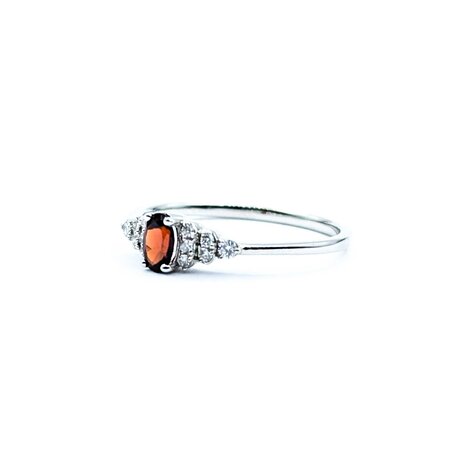 Ring .11ctw Round Diamonds .30ct Garnet 10kw sz7 124110159