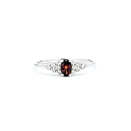 Ring .11ctw Round Diamonds .30ct Garnet 10kw sz7 124110159