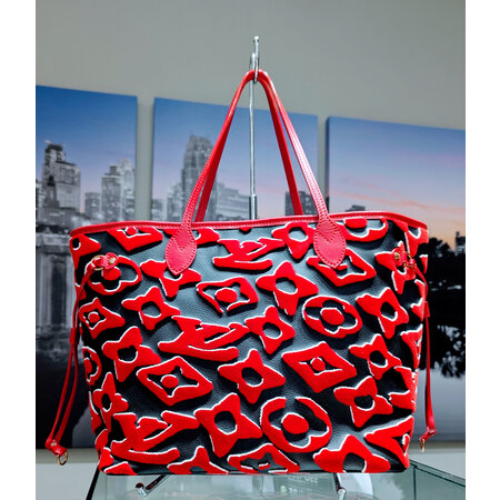 Handbag Louis Vuitton Neverfull MM Monogram Urs Fischer Limited Edition Tote Bag 125050156