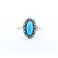 Ring Antique .20ctw Rose Cut Diamonds 9x4.5mm Turquoise 14ky Sz6.5 1.88g 225050055