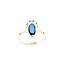 Ring Antique .20ctw Rose Cut Diamonds 9x4.5mm Turquoise 14ky Sz6.5 1.88g 225050055
