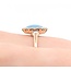 Ring Antique .20ctw Rose Cut Diamonds 9x4.5mm Turquoise 14ky Sz6.5 1.88g 225050055