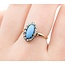 Ring Antique .20ctw Rose Cut Diamonds 9x4.5mm Turquoise 14ky Sz6.5 1.88g 225050055