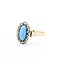 Ring Antique .20ctw Rose Cut Diamonds 9x4.5mm Turquoise 14ky Sz6.5 1.88g 225050055