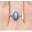 Ring Antique .20ctw Rose Cut Diamonds 9x4.5mm Turquoise 14ky Sz6.5 1.88g 225050055