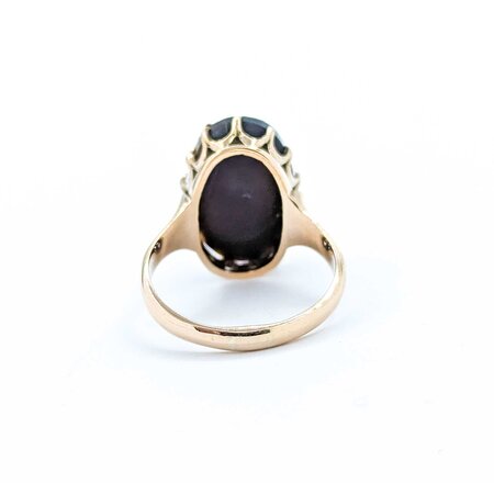 Ring Vintage Carved Figure Tiger Eye 10ky Sz4.75 3.25g 225050054