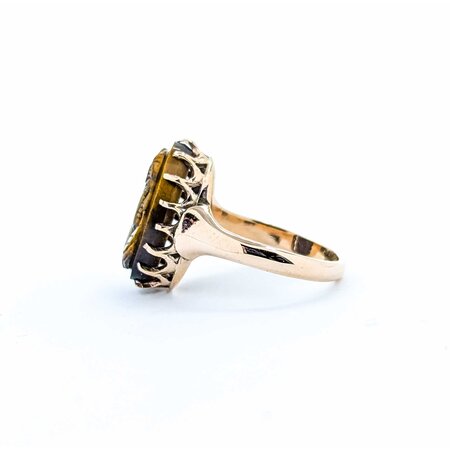 Ring Vintage Carved Figure Tiger Eye 10ky Sz4.75 3.25g 225050054