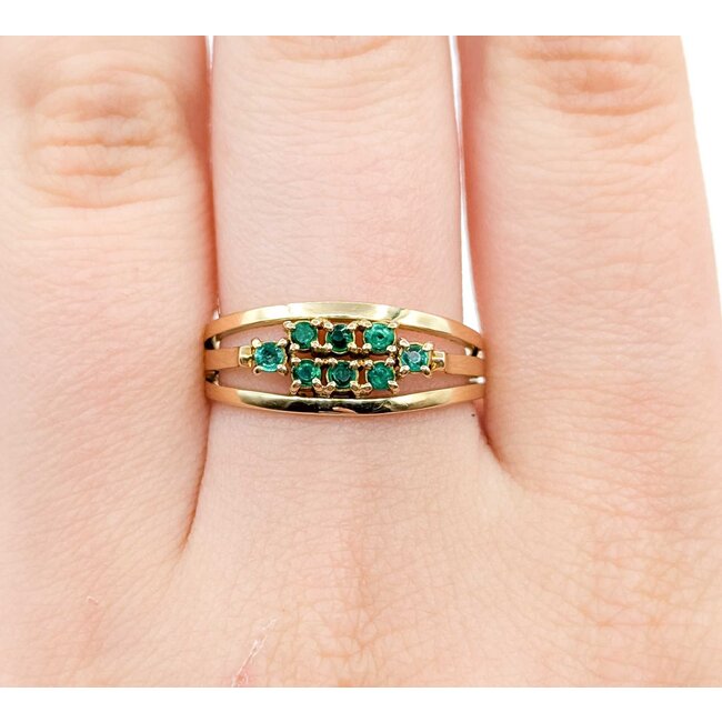 Ring Cocktail .24ctw Emerald 14ky Sz8.5 4.22g 225050052