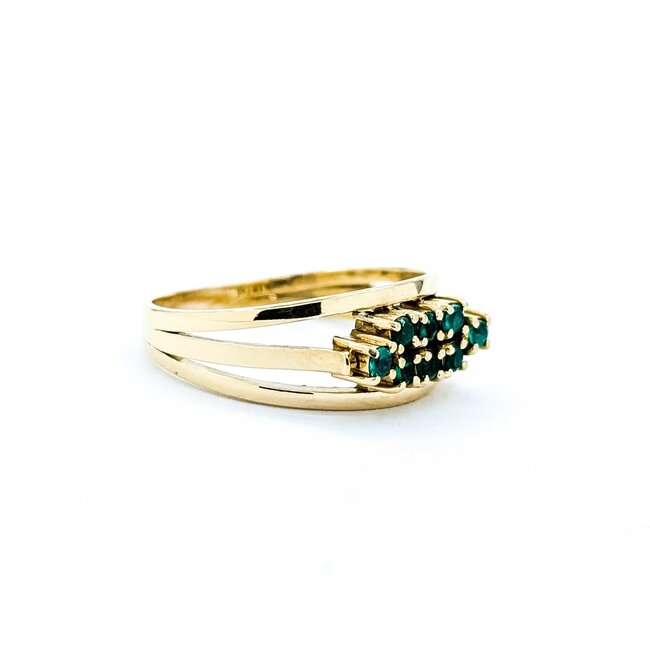 Ring Cocktail .24ctw Emerald 14ky Sz8.5 4.22g 225050052