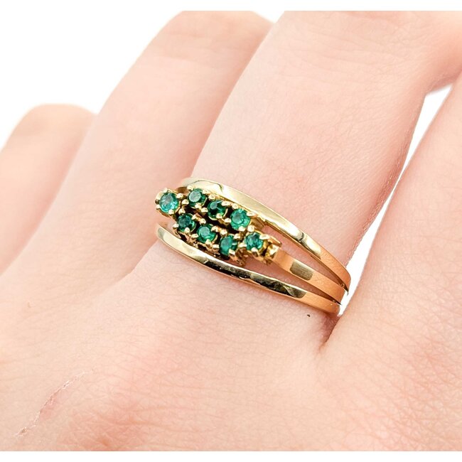 Ring Cocktail .24ctw Emerald 14ky Sz8.5 4.22g 225050052