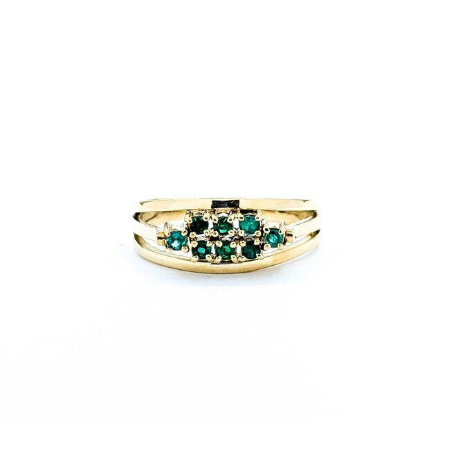 Ring Cocktail .24ctw Emerald 14ky Sz8.5 4.22g 225050052