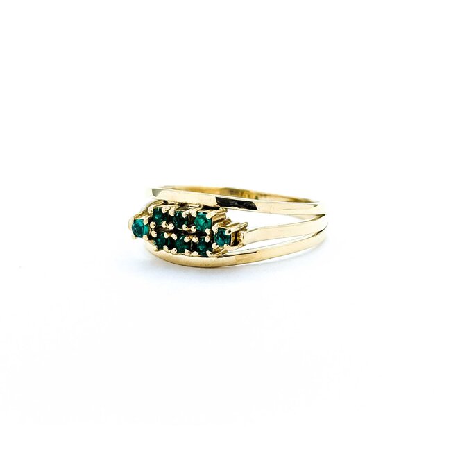 Ring Cocktail .24ctw Emerald 14ky Sz8.5 4.22g 225050052