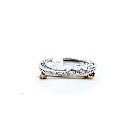 Brooch Circle Art Deco 4.5mm Pearl 14kw 2.44g 225050049