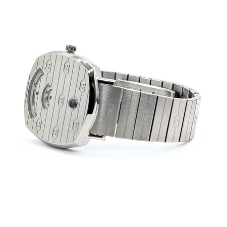 Watch Gucci Grip Silver 35mm Stainless Steel 8" With Box 125056012
