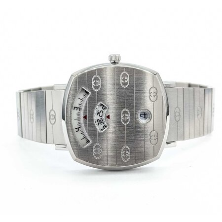 Watch Gucci Grip Silver 35mm Stainless Steel 8" With Box 125056012