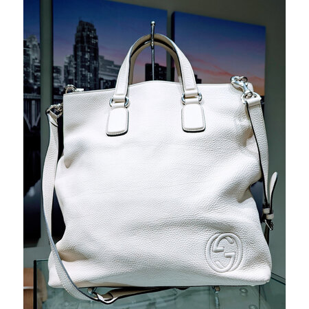 Handbag Gucci Soho GG Interlocking White Leather 125050189