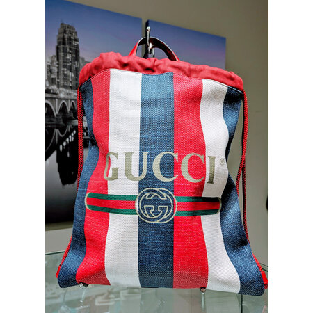 Handbag Gucci Drawstring Red White Blue Stripe 125050188