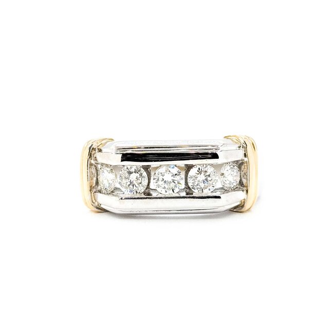Ring 5 Stone 1.00ctw Round Diamonds 14ktt Sz11 8.15g 225060004