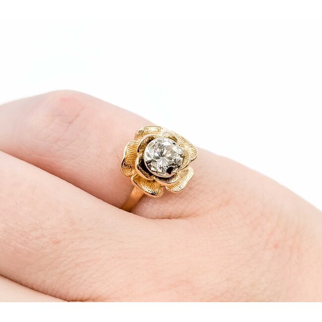 Ring Floral .50ct Round Diamond 14ky Sz5 3.20g 225060001