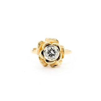 Ring Floral .50ct Round Diamond 14ky Sz5 3.20g 225060001