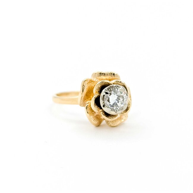 Ring Floral .50ct Round Diamond 14ky Sz5 3.20g 225060001