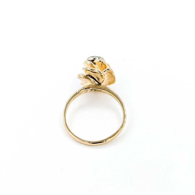 Ring Floral .50ct Round Diamond 14ky Sz5 3.20g 225060001