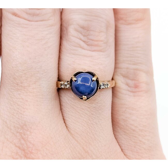 Ring Heart .02ctw Single Cut Diamond 7.25mm Lab Grown Star Sapphire 10ky Sz5.5 2.62g 225060007