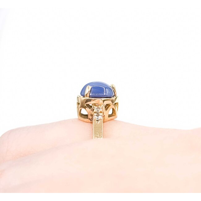 Ring Heart .02ctw Single Cut Diamond 7.25mm Lab Grown Star Sapphire 10ky Sz5.5 2.62g 225060007