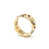Ian Szymczak Ring Cross Hatch .10ctw Ruby 14ky Sz6.5 4.81g 225060008