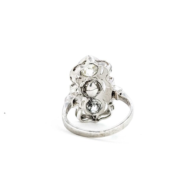 Ring Antique Art Deco .70ctw Old Mine Cut Diamonds 4.7mm Aqkoya Pearl 18kw Sz3.5 3.04g 225060010