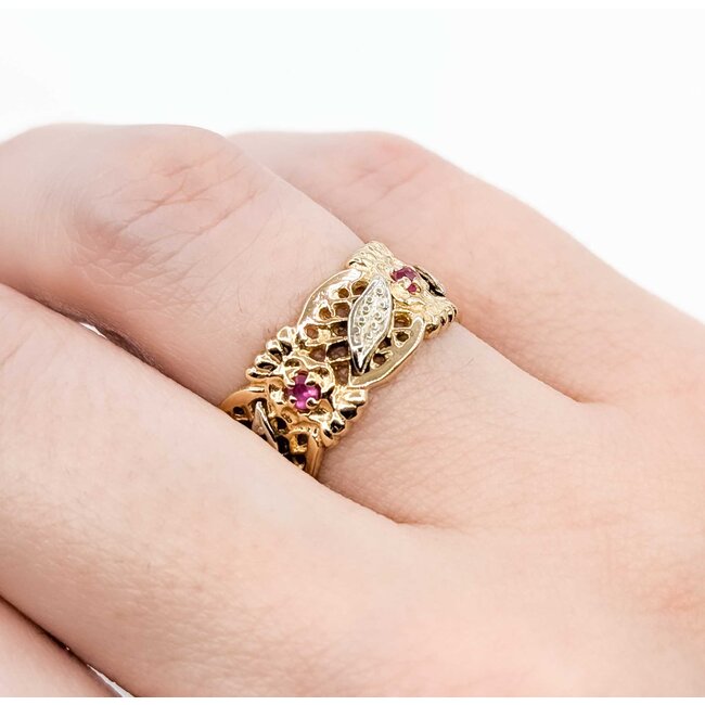 Ring Cross Hatch .10ctw Ruby 14ky Sz6.5 4.81g 225060008