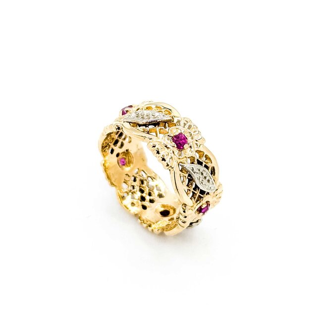 Ring Cross Hatch .10ctw Ruby 14ky Sz6.5 4.81g 225060008