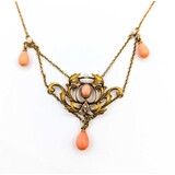 Ian Szymczak Necklace Lavalier Coral Seed Pearls 10ky 14" 6.84g 225060015