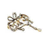 Ian Szymczak Brooch/Pendant Antique Bow 1.25ctw Rose Cut/Old Mine Diamonds SS/18ky 54x47mm 10.68g 225060017