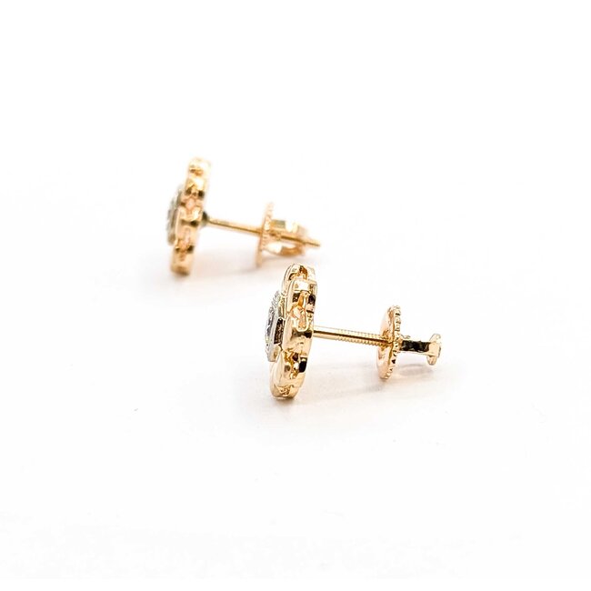 Earrings Floral .20ctw Round Diamonds 14ky 11mm 2.69g 225060012