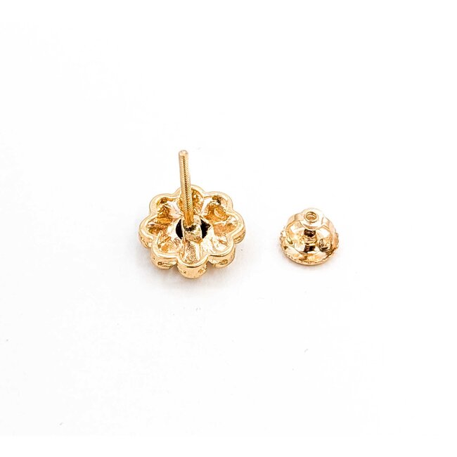 Earrings Floral .20ctw Round Diamonds 14ky 11mm 2.69g 225060012