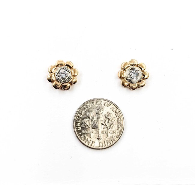 Earrings Floral .20ctw Round Diamonds 14ky 11mm 2.69g 225060012