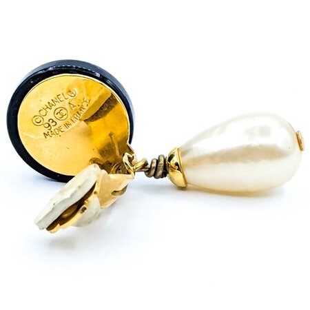 Chanel Coco Mark Earrings Faux Dangle Pearl 125050130