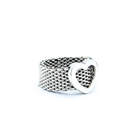 Ring Tiffany Mesh Heart SS Sz6 5.66g 225050051