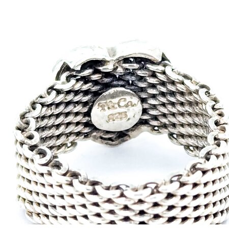 Ring Tiffany Mesh Heart SS Sz6 5.66g 225050051